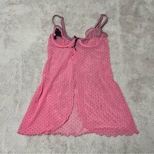 La SENZA Pink Mesh with Black Dots Lingerie